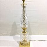 Crystal and bronze lamp base with square foot