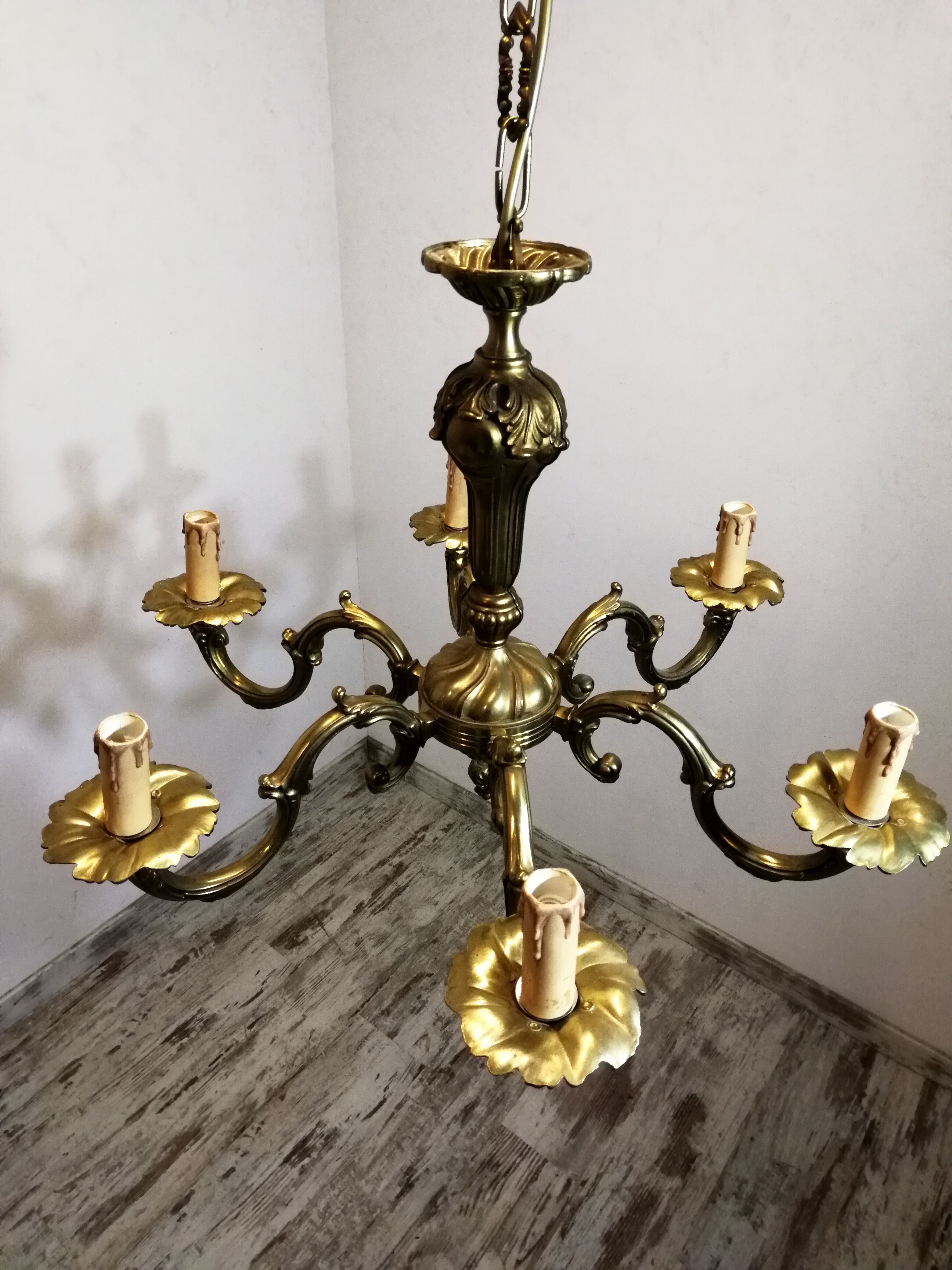 Antique bronze chandelier 6 arms