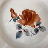 Round dish digoin sarreguemines model pink flowers years 30-40