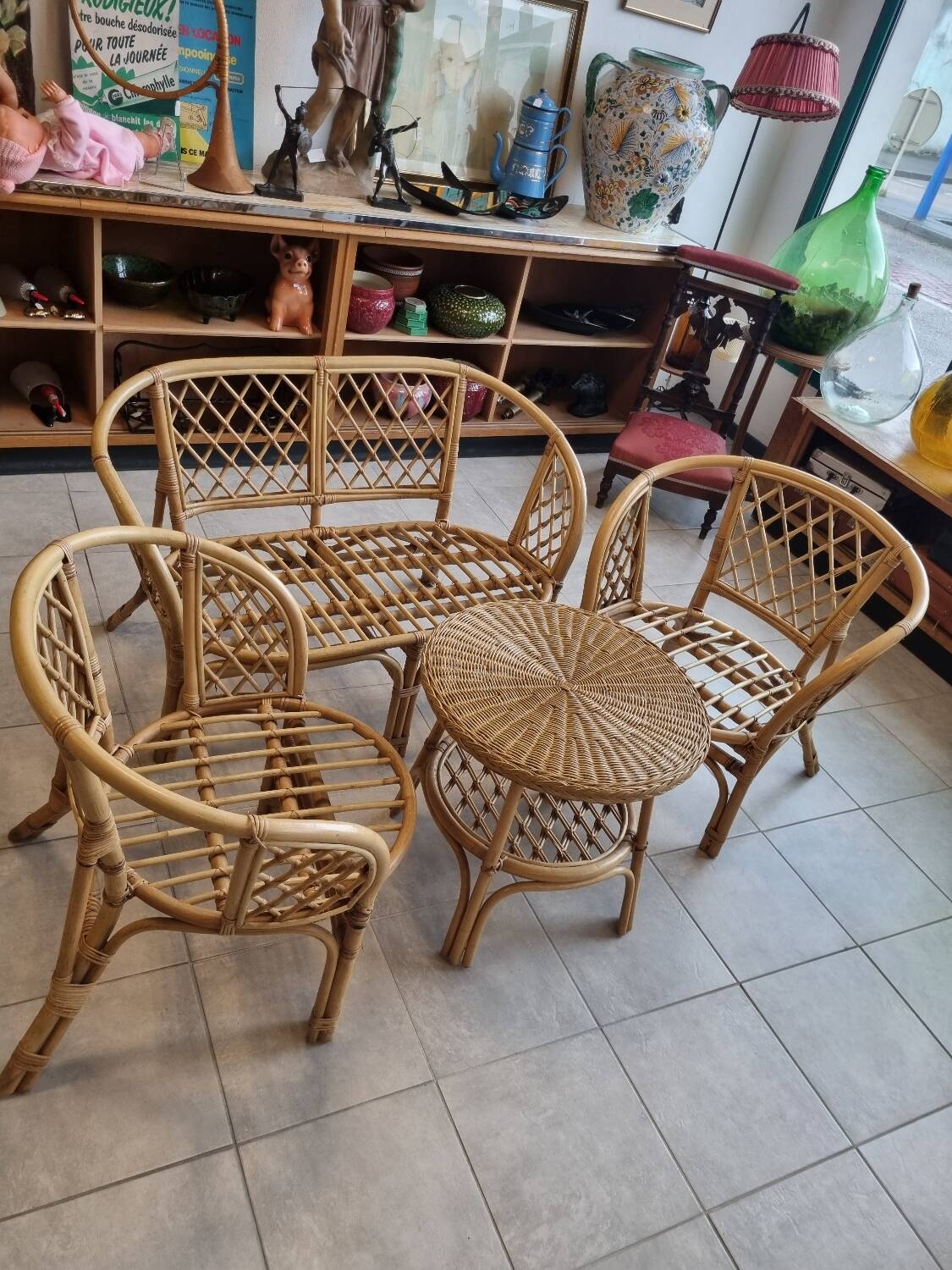 Vintage bamboo rattan garden furniture