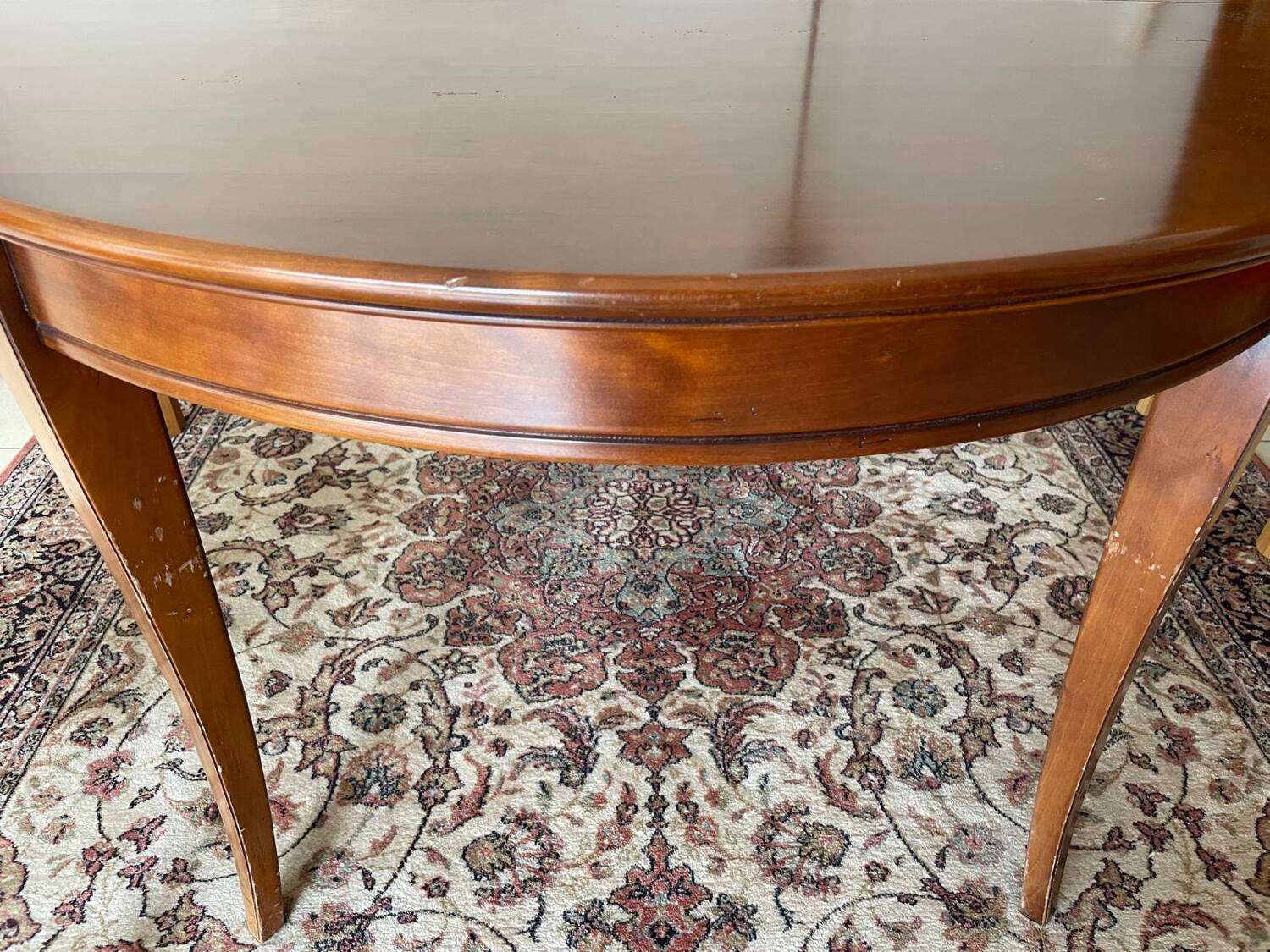 Table en bois ovale 6/8 personnes et 4 chaises art déco