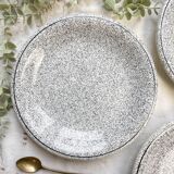 3 Assiettes en faïence Italienne mouchetée noir et blanc