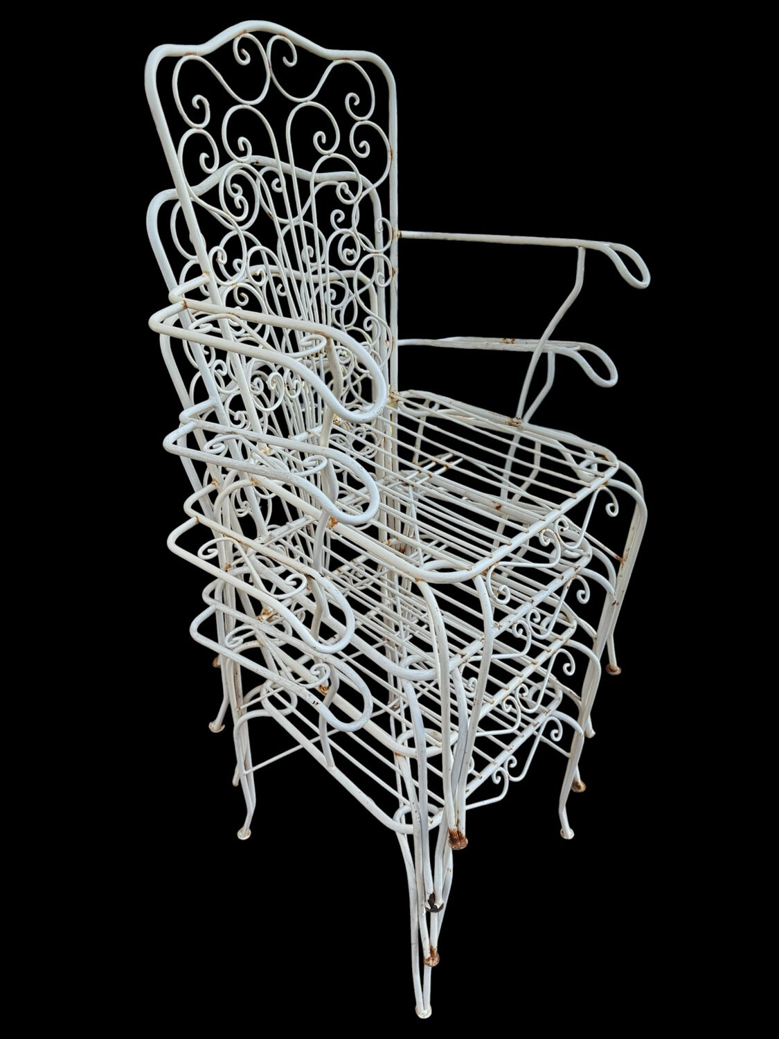 4 Provençal wrought iron armchairs