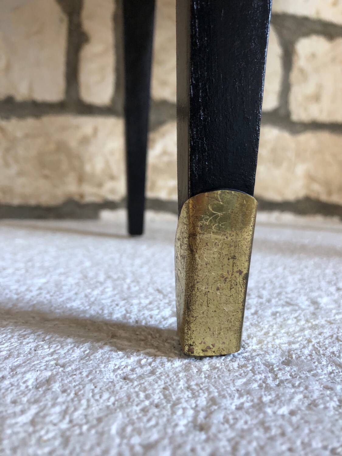 Vintage black and brass bedside table - 1950s style