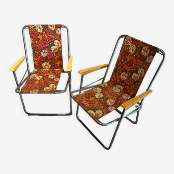 Paire de chaises pliantes vintage 1970