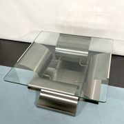 Coffee table in brushed steel 1970