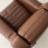 Prototype armchair in brown imitation leather by Michel Ducaroy, France 1970s