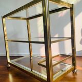Vintage brass and glass bar cart, 1980