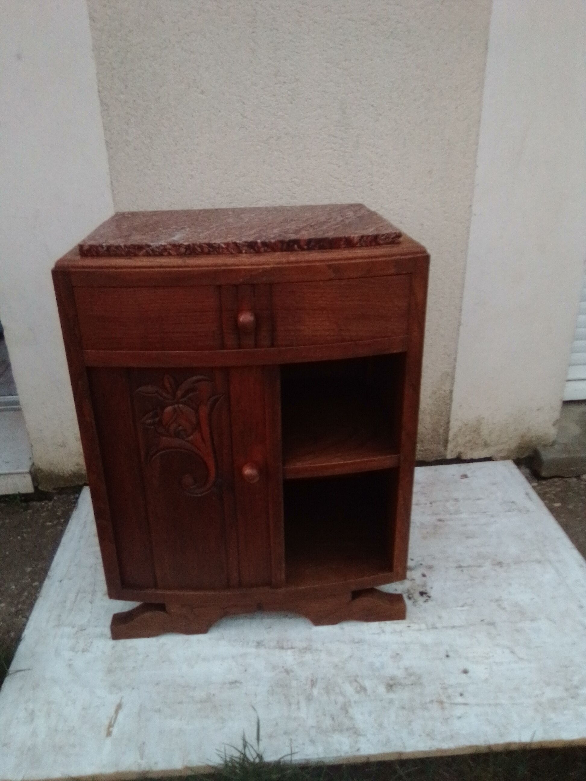 Art deco bedside table top marble door on the left