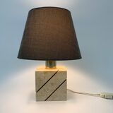 Travertine table lamp with golden details, 1970’s