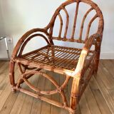 Pair of rattan armchairs 50s