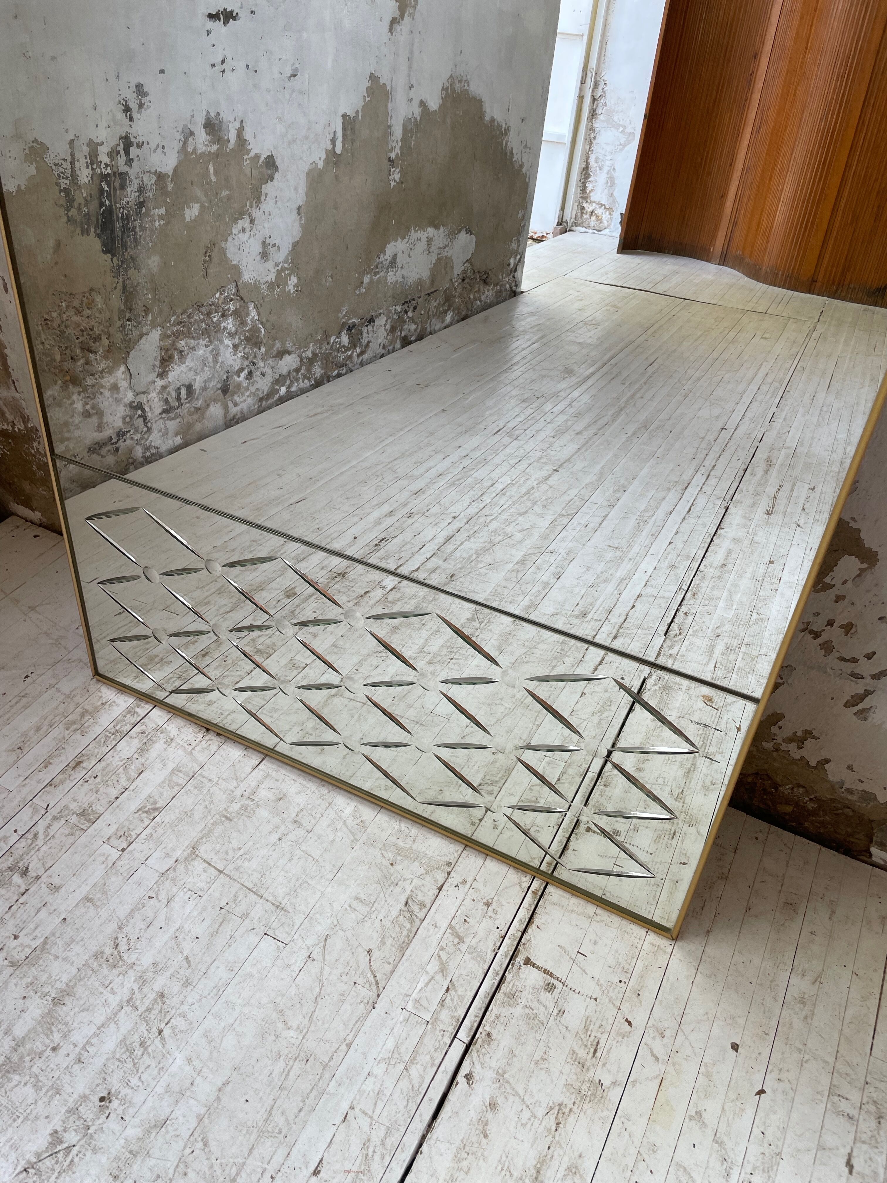 Italian engraved bistro mirror 60s XL