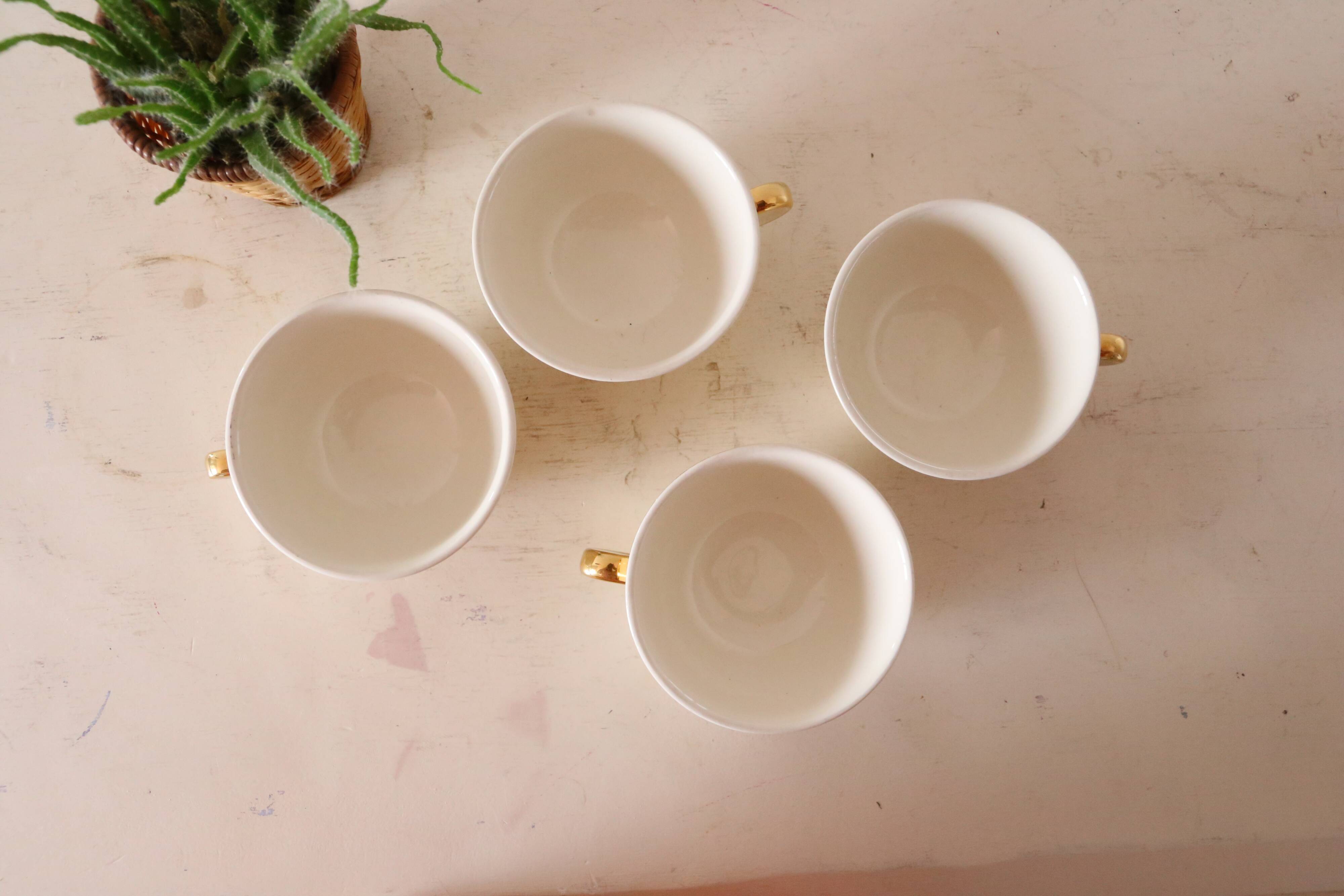 Set of 4 beige cups Villeroy and Boch, vintage