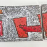 SET OF 2 VINTAGE PANELS FORMING A MURAL 1960 CLOUTIER BROTHERS ROBERT & JEAN 60S