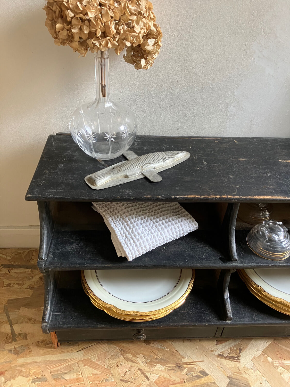 Old wooden kitchen shelf Early twentieth century