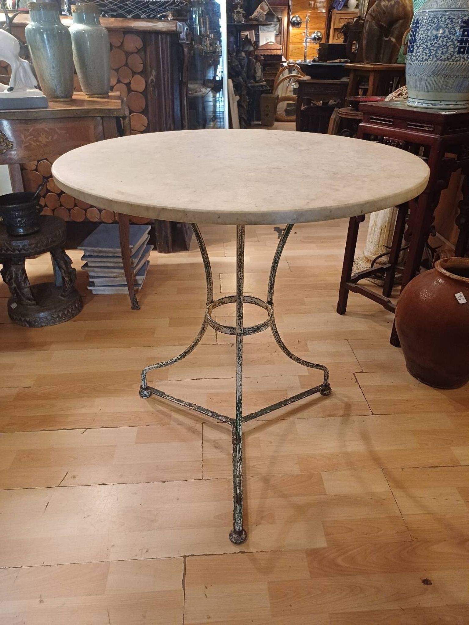 Large bistro pedestal table, 70 cm in diameter, circa 1900.