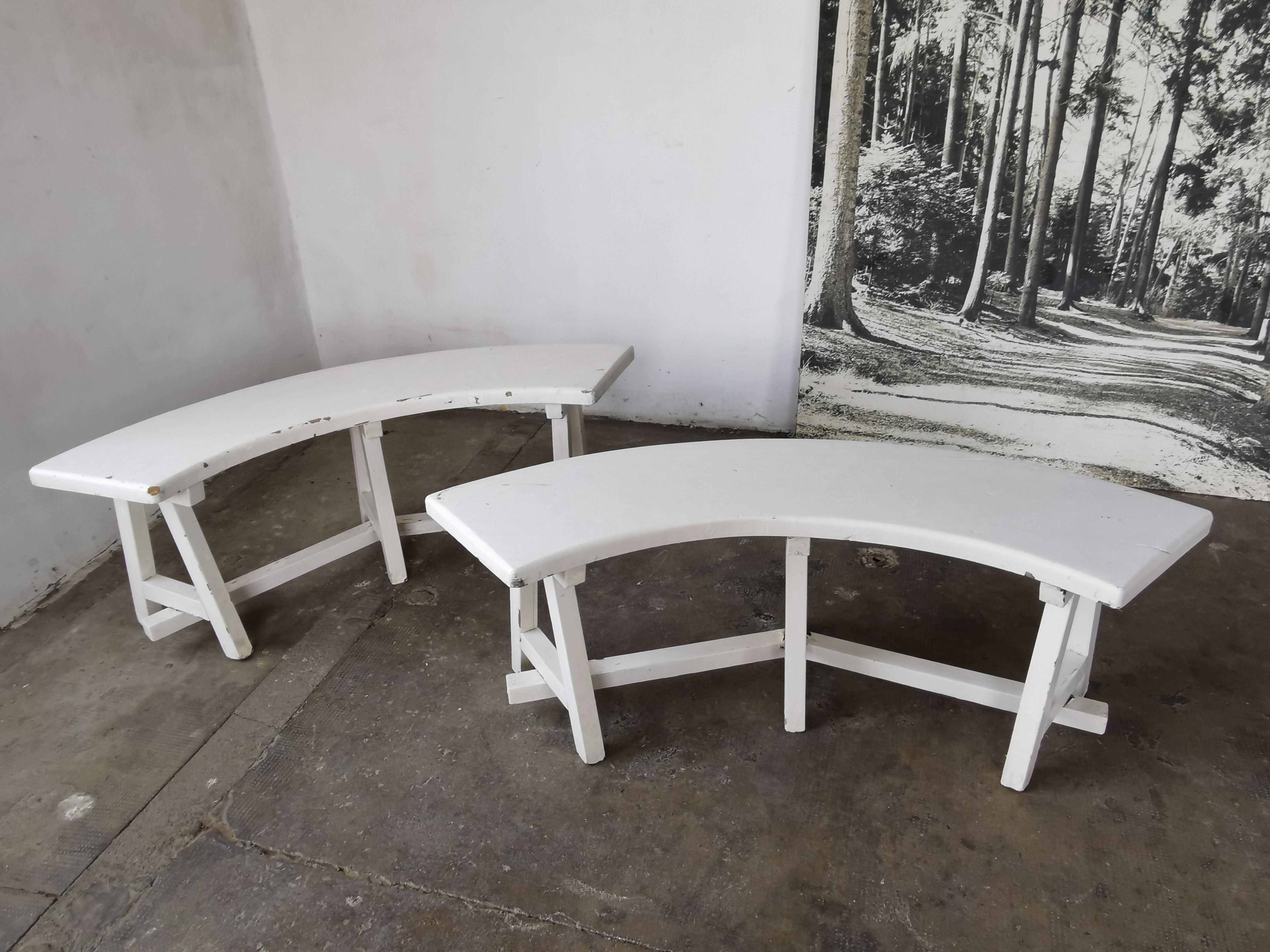 Pair of benches in white fir