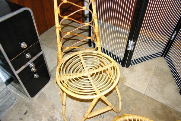 ENSEMBLE DE SALON VINTAGE EN BAMBOU  1960