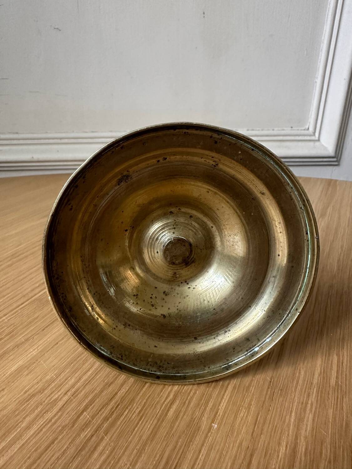 Old brass pull candle holder