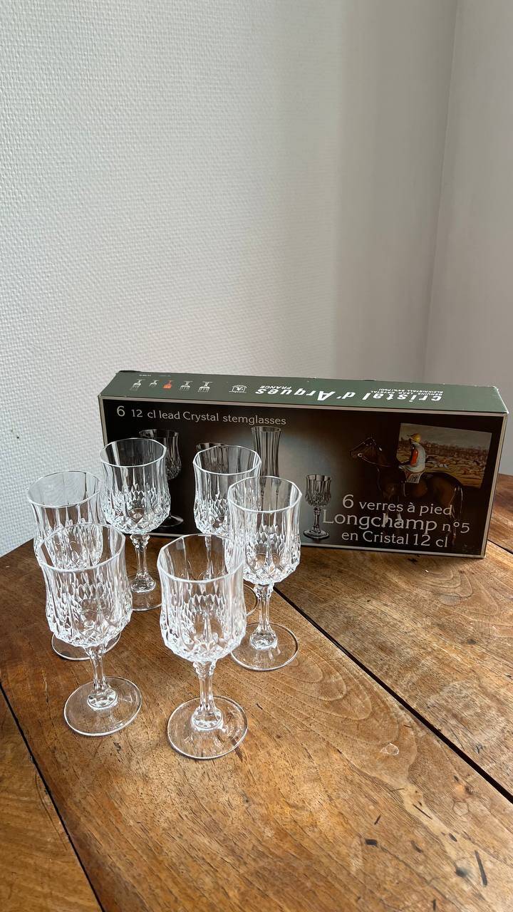 Cristal d’Arques Longchamp – Set de 6 verres à pied n 5 – Vintage 24% PbO