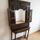 Wooden console set: console with integrated mirror.