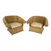 Pair of vintage rattan armchairs