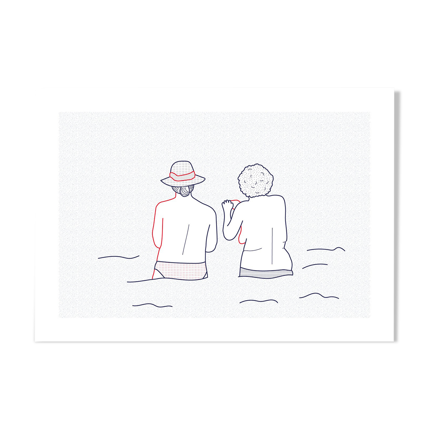 Illustration A4 naiade no. 7/8 bretagne baigneuse mer
