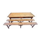 Old farmhouse table 248 cm and its two benches