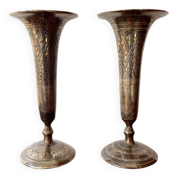 Pair of Decorative Brass Vases