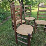 4 chaises Charles Dudouyt paillées design 40-50-60