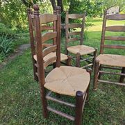 4 chaises Charles Dudouyt paillées design 40-50-60