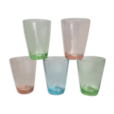 Set of 5 colored glasses 60s-70s
