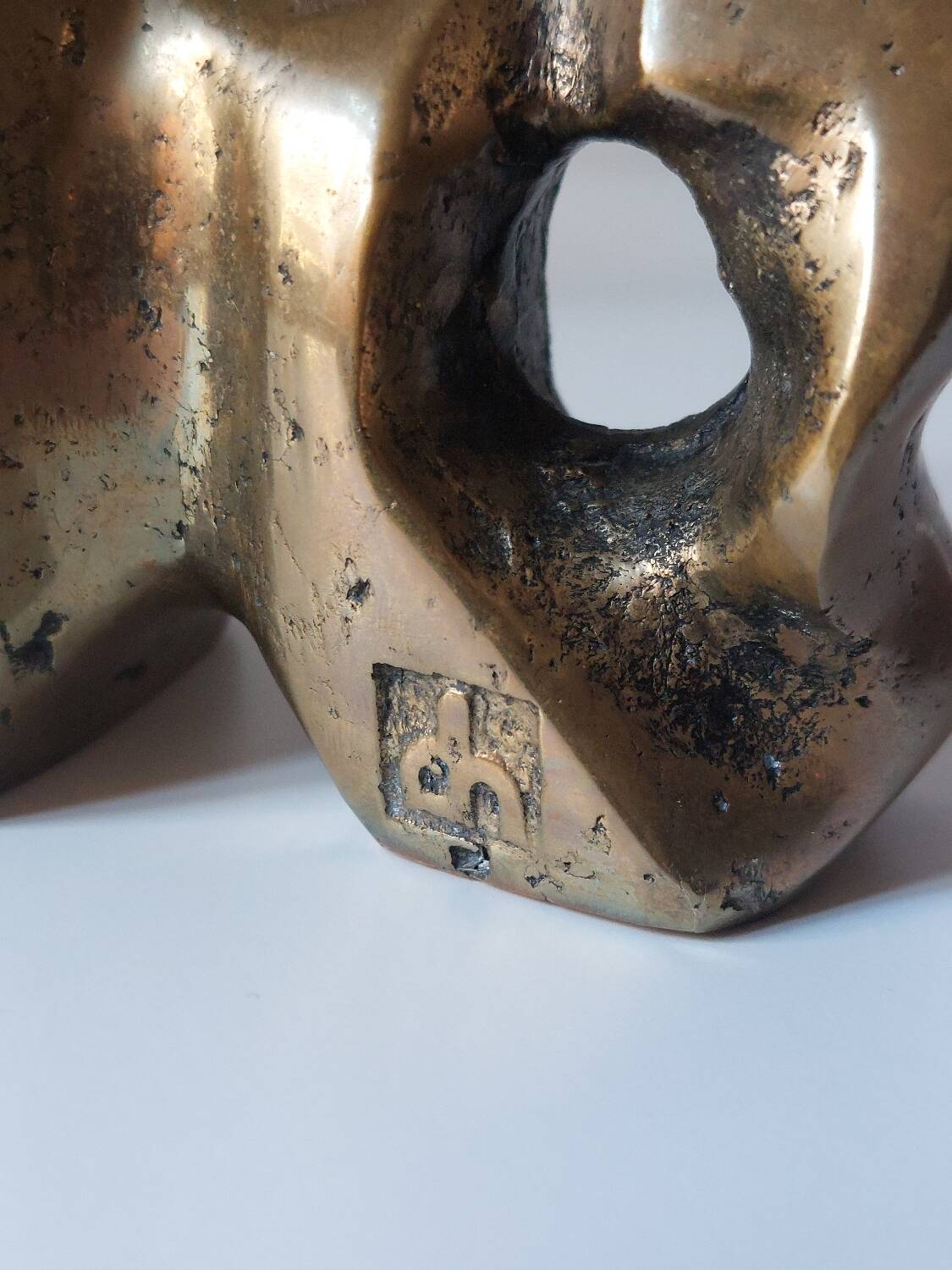 Super rare pair of brutalist brass bookends by David Marshall.