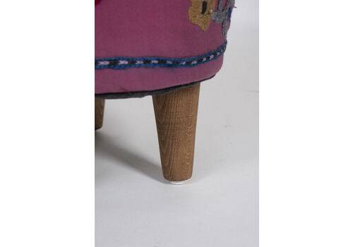 Modern Handwoven Uzbek Suzani Ottoman Footstool