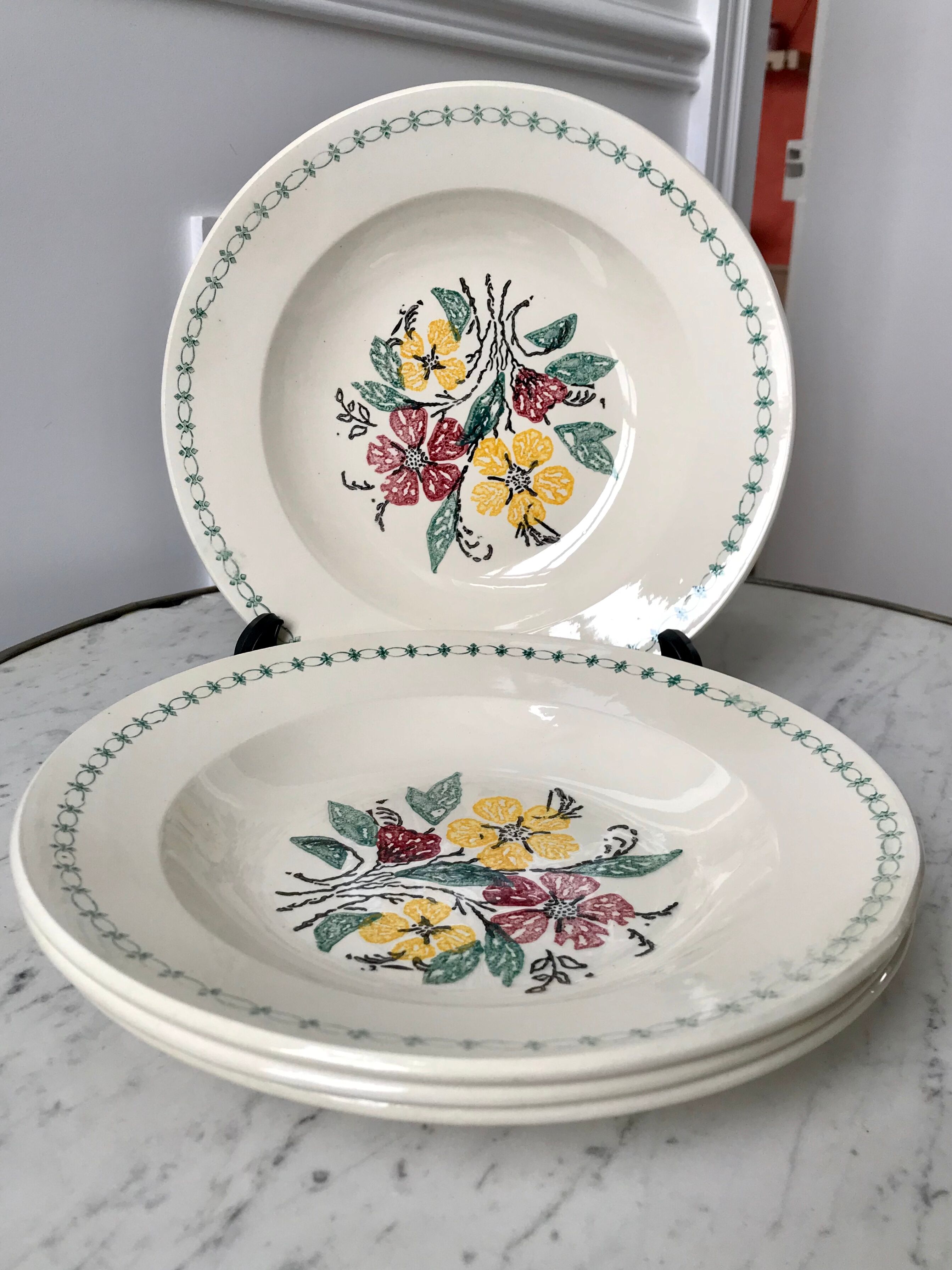 Set of 4 hollow plates Digoin Sarreguemines