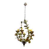 Tole Ceramic Flower Italian Chandelier 1960’s 