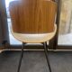 wooden chair with ecru velvet fabric