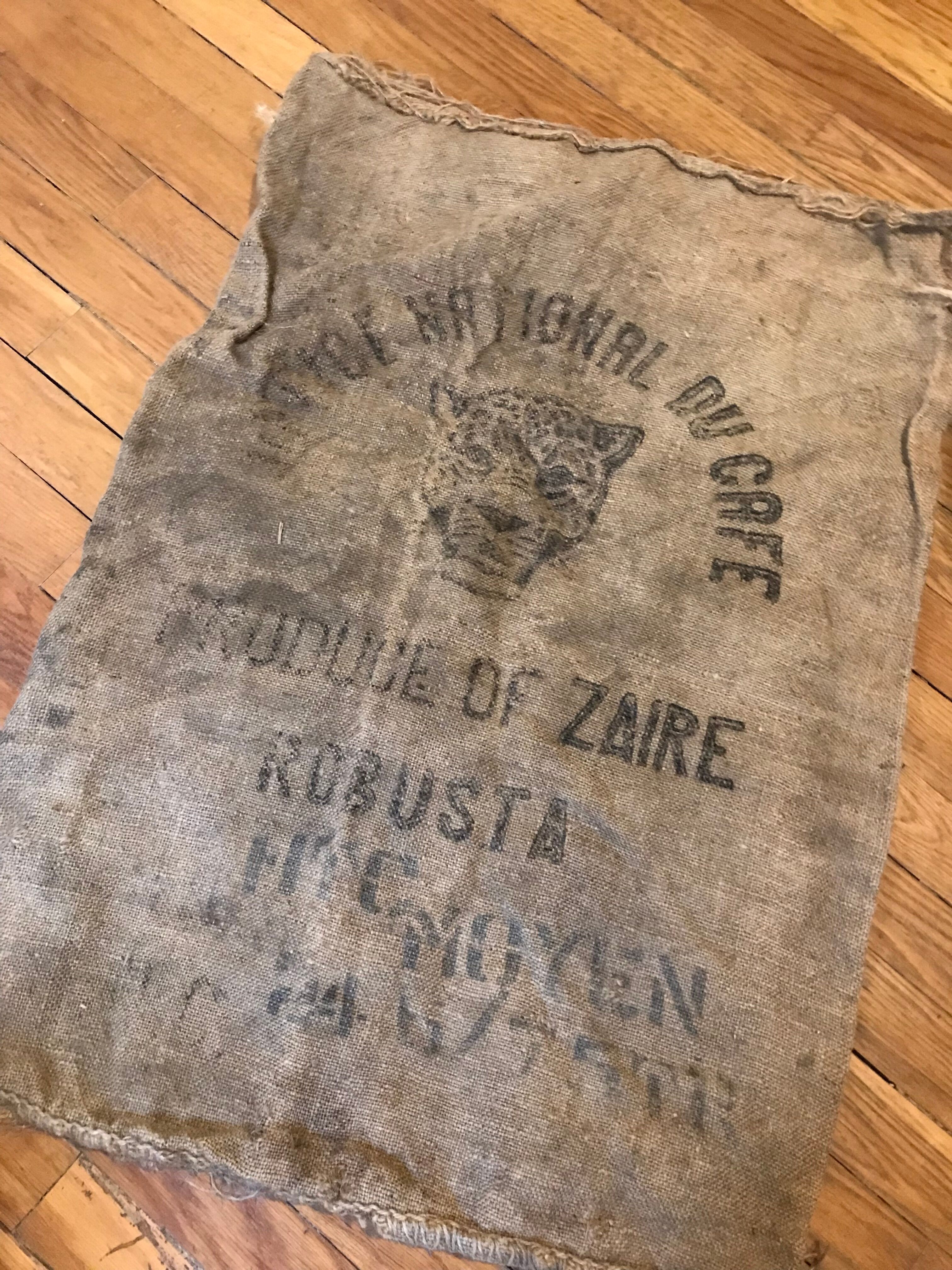 Robusta Zaire coffee bag leopard head burlap