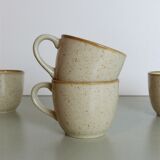 Set of 4 cups in beige speckled stoneware