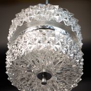 Vintage Crystal Glass Chandelier: Mid-Century Modern Austrolux Pendant Ligh