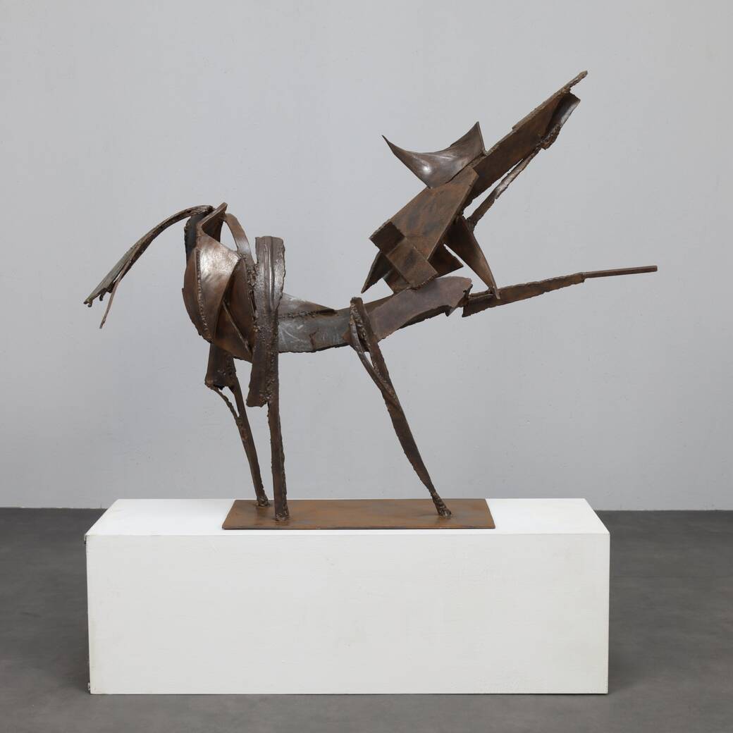 Iron horse sculpture by Raphael Saintenoy, Europe 1960s
