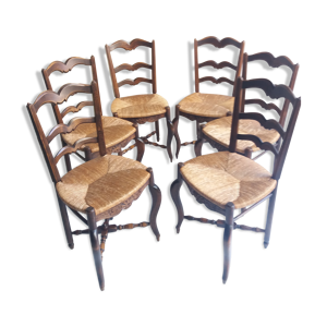 Suite de 6 chaises paillées - anciennes