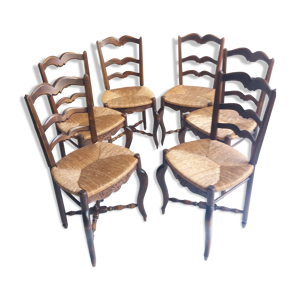 suite de 6 chaises paillées anciennes