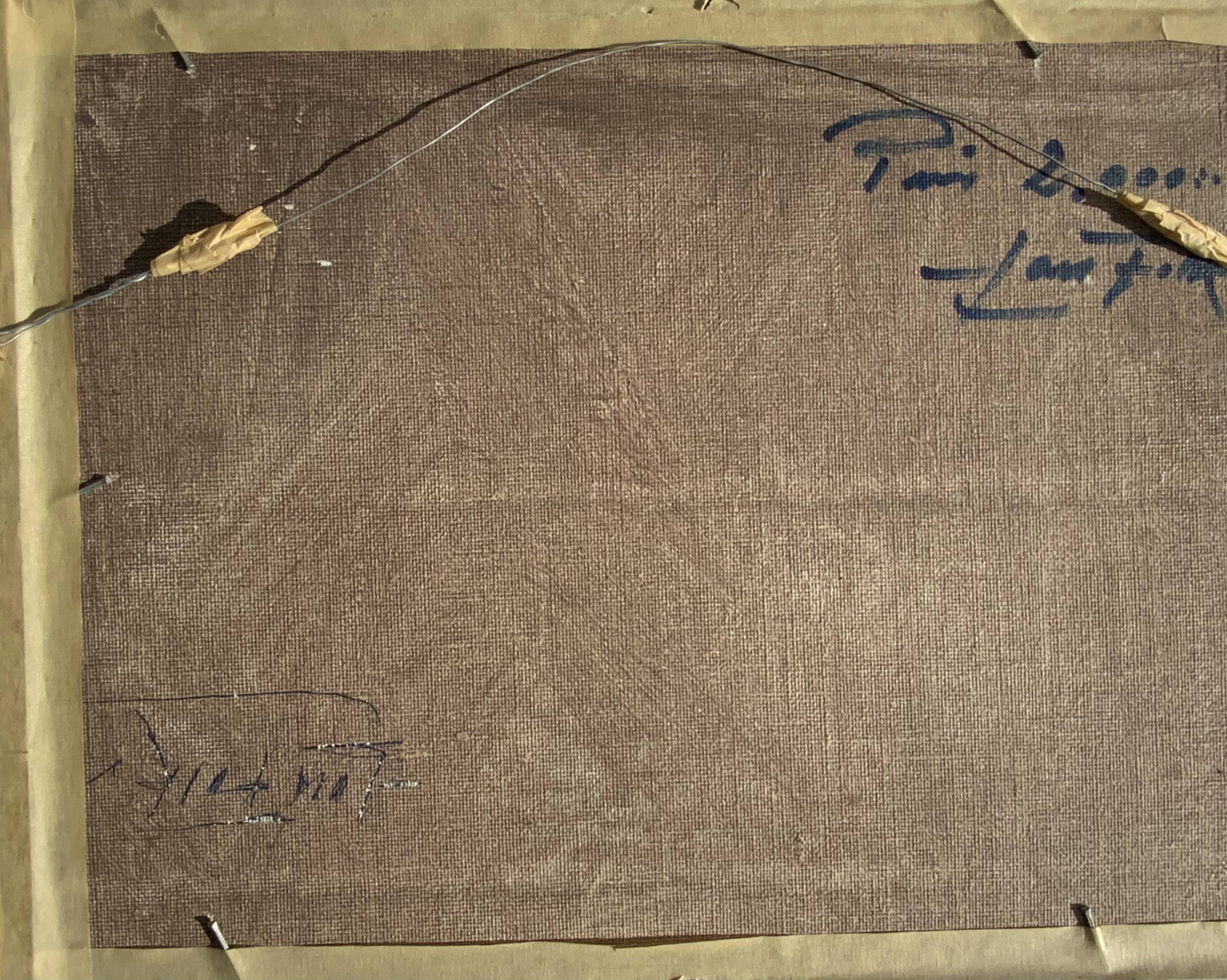 Vintage abstract landscape oil painting by Lars Falk, Sweden