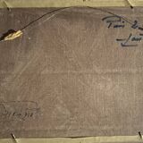 Vintage abstract landscape oil painting by Lars Falk, Sweden