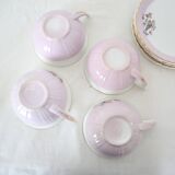 Set of 4 cups and sub-cups Moulin des Loups, vintage
