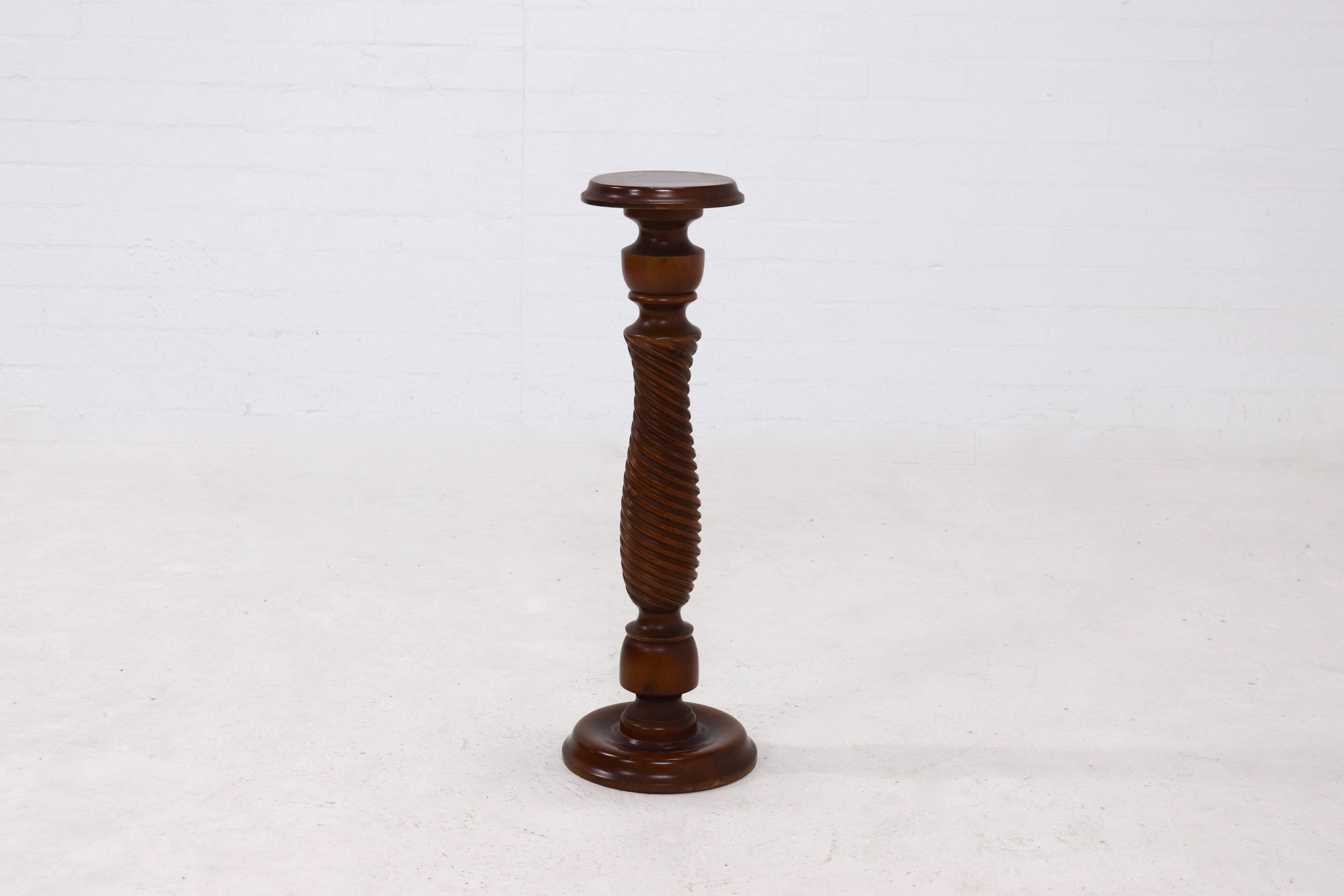 Decorative Solid Wooden Pedestal 1970s