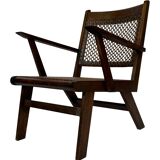 Art Deco oak armchair with webbing 1950s minimalist