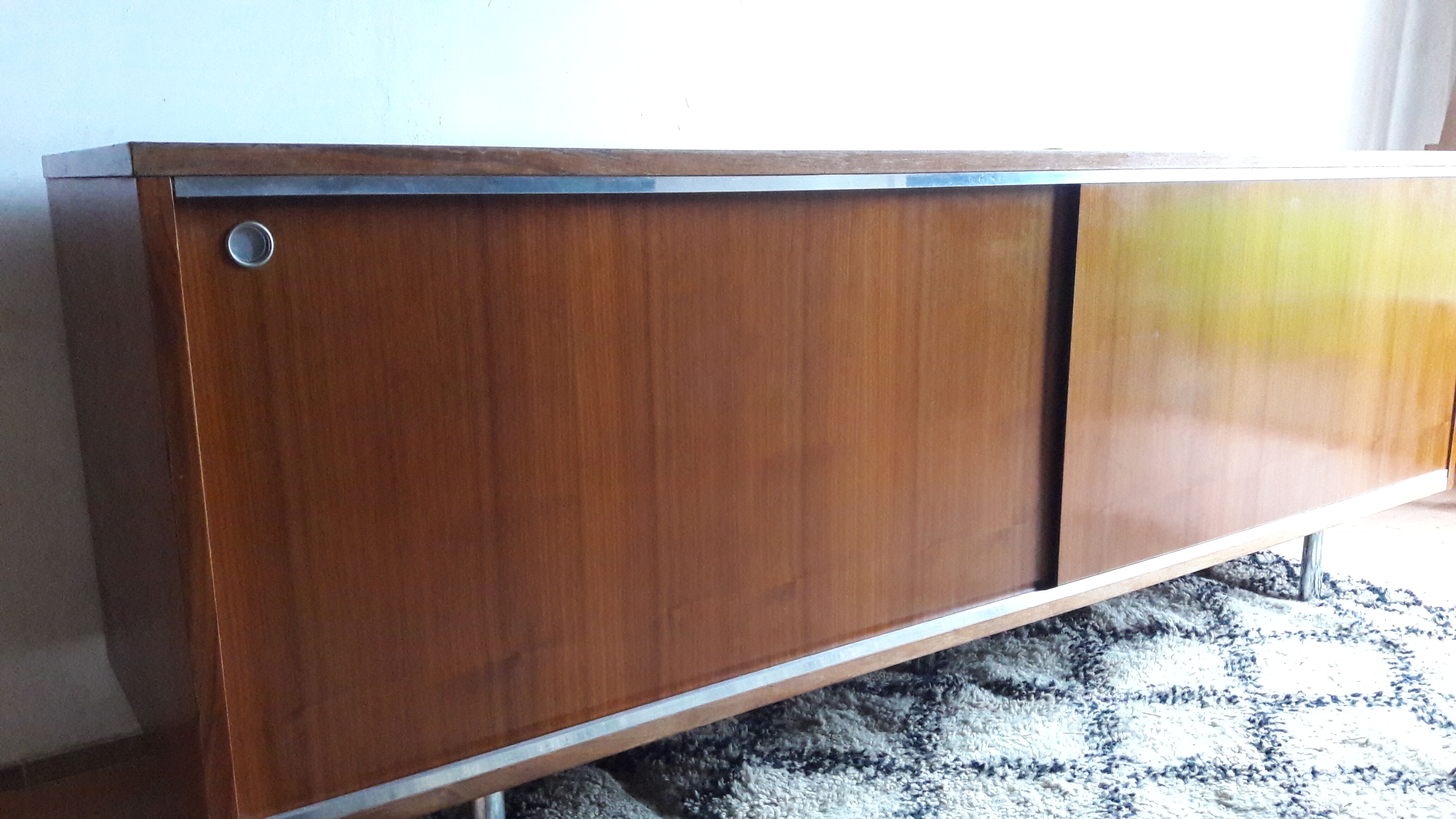 Row 70's chrome and teak plywood