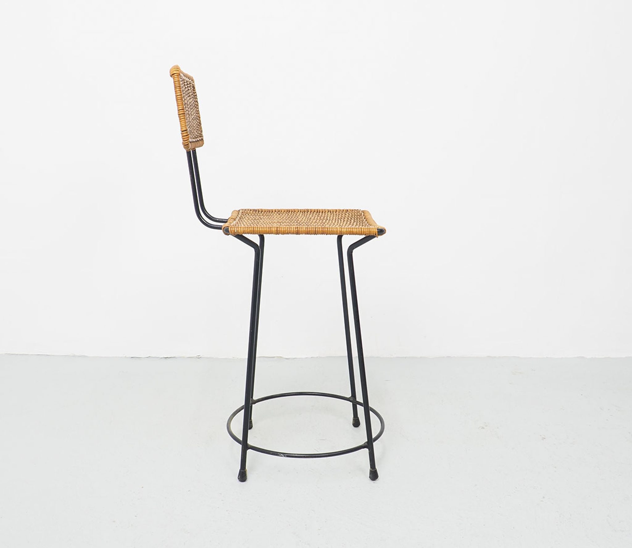 Rattan bar stool by Gian Franco Legler, 1950s